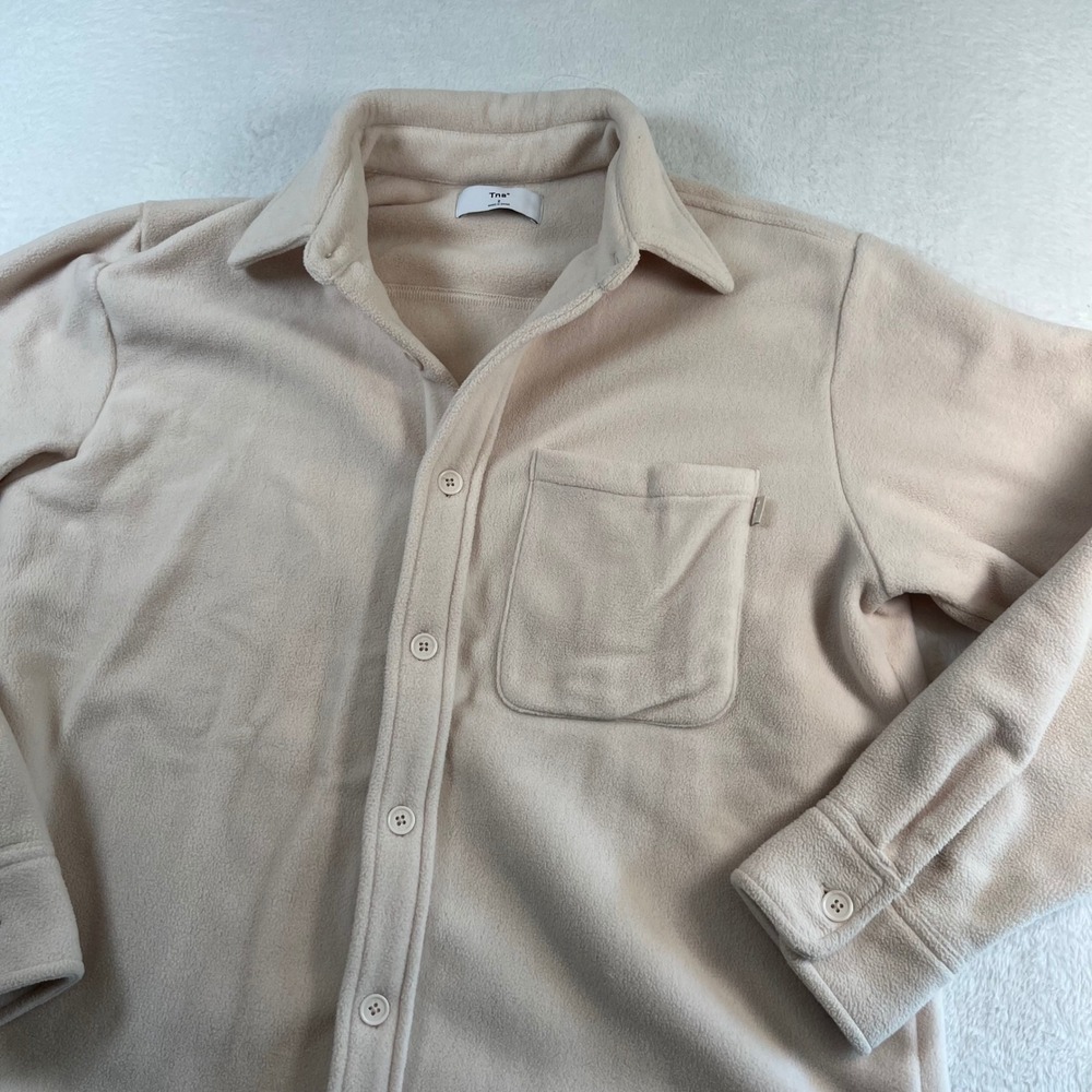 Aritzia Tna Polar Fleece Button Down Shirt Jacket Cream Beige Women Size 2